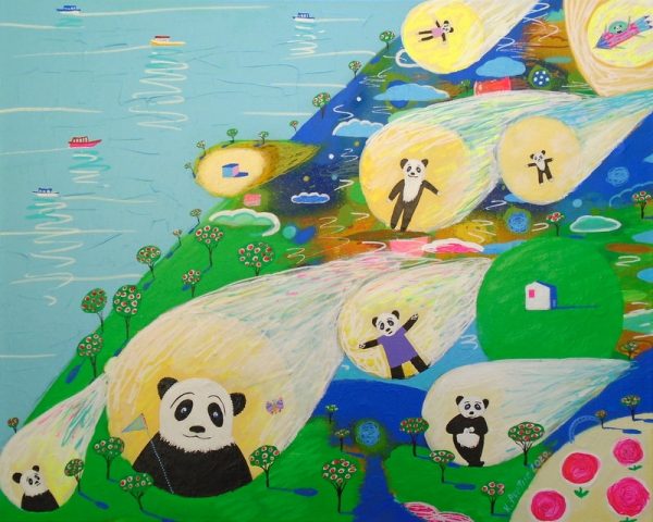 Katrina Avotina Painting - "Cosmic Panda"