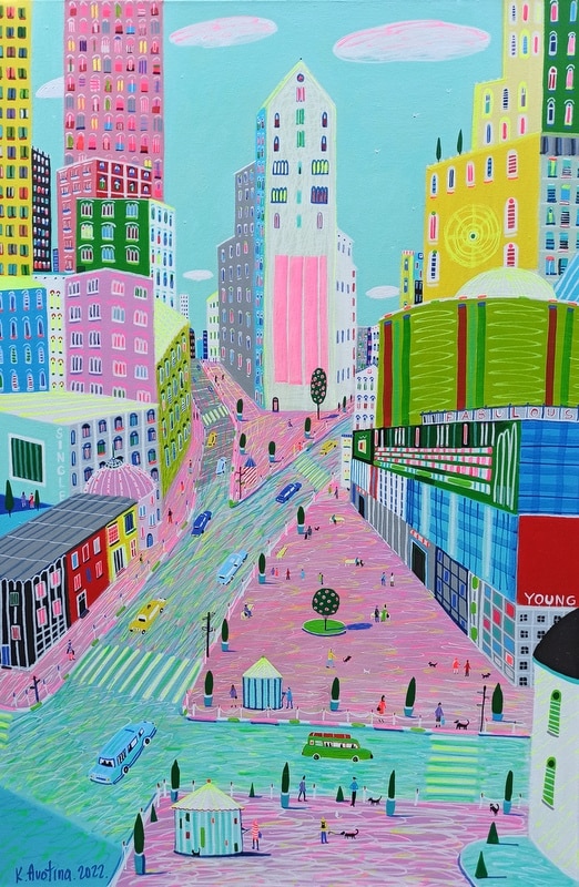 Katrina Avotina Painting - "Beautiful City, Beautiful People"